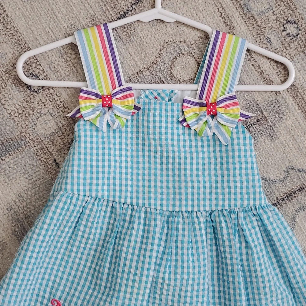 Emily Rose Baby Girls Turquise Seersucker Glitter Cupcake Party Dress Sz18m